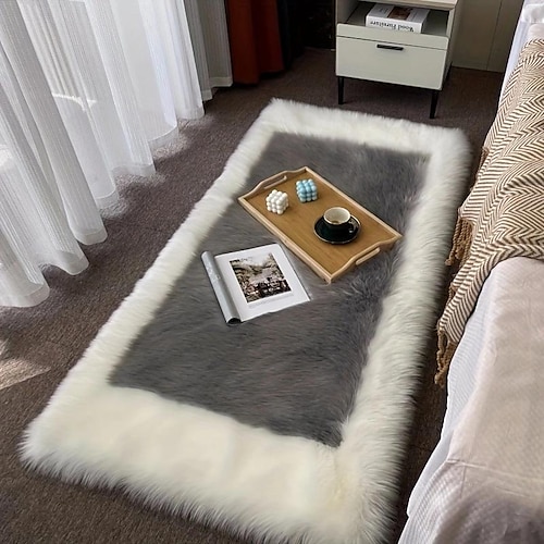 

Retrofitting Imitation Wool Thickened Bedroom Bedside Carpet, New Simple and Fashionable Window Mat, Long Wool Mat, Living Room Coffee Table Floor