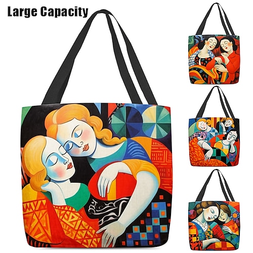 

Mujer Bolso Tote Bolsa de hombro Bolsa de lona Poliéster De Compras Festivos Impresión Gran Capacidad Plegable Ligero 3D Folk Arco Iris