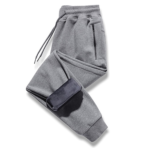 

Men's Sweatpants Joggers Winter Pants Trousers Pocket Drawstring Elastic Waist Plain Comfort Breathable Outdoor Daily Going out Cotton Blend Fashion Casual Black Black Straight Leg