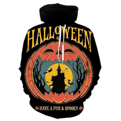 

Halloween Pumpkin Hoodie Print Front Pocket Graphic Hoodie For Men's Women's Unisex Adults' 3D Print 100% Polyester Party Holiday