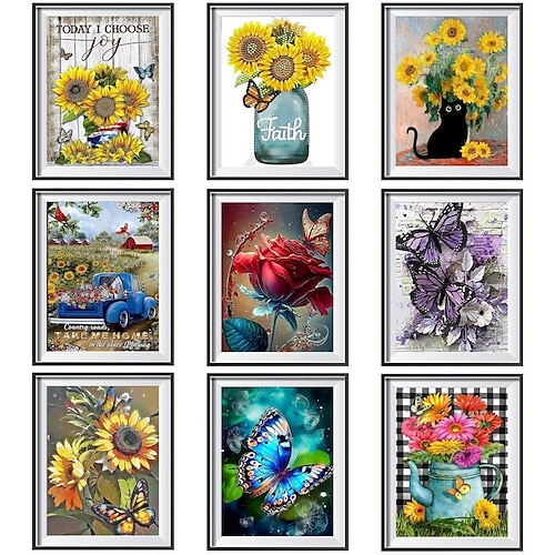 

1pc girassóis diy pintura diamante borboletas girassol pintura diamante artesanato casa presente sem moldura