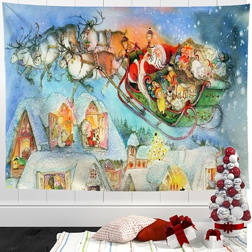 

Navidad Papá Noel colgante tapiz arte de la pared gran tapiz mural decoración fotografía telón de fondo manta cortina hogar dormitorio sala de estar decoración