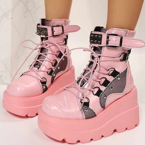 

Keilstiefel für Damen mit Schnalle Ampere; mit Tacho-Design in rosa Mode <!---- >