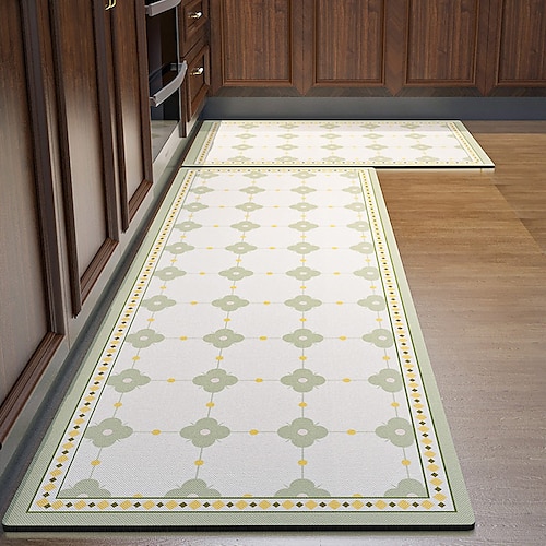 

Tapis de sol de cuisine géométrique, en treillis, antidérapant, imperméable, résistant à l'huile, résistant à la saleté, coussinets de pied de boue en diatomée haut de gamme