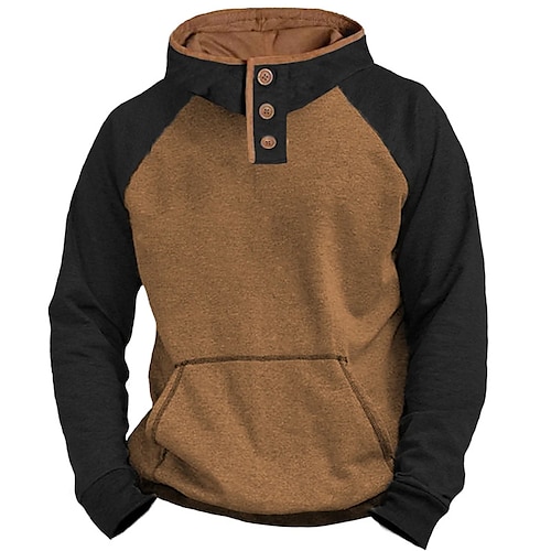 

Men's Sweatshirt Brown Standing Collar Color Block Patchwork Sports Outdoor Daily Holiday Streetwear Basic Casual Spring Fall Clothing Apparel Hoodies Sweatshirts