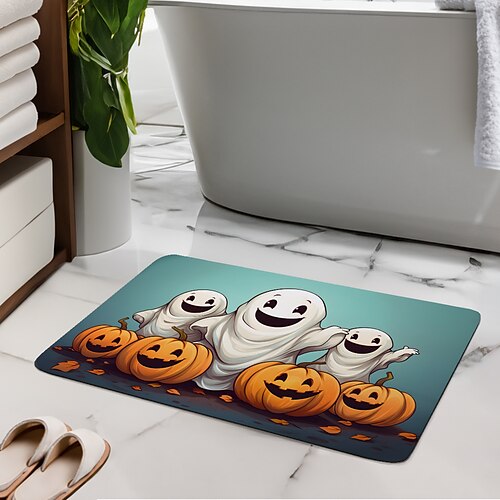 

Halloween Pumpkin Ghost Door Mat Non-Slip Oil Proof Rug Indoor Outdoor Mat Bedroom Decor Bathroom Mat Entrance Rug Door Mat