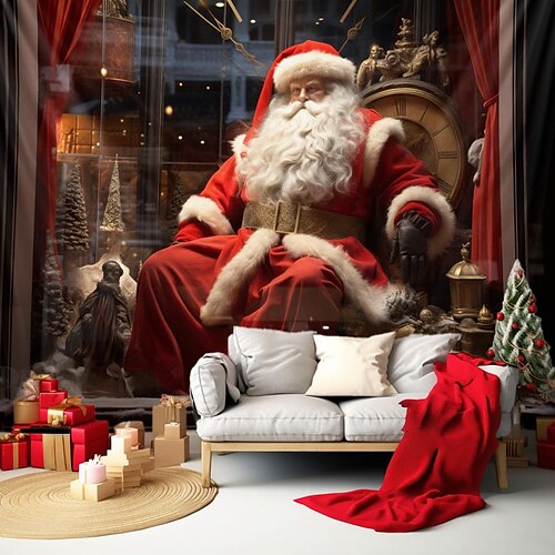 

Christmas Santa Claus Hanging Tapestry Wall Art Large Tapestry Mural Decor Photograph Backdrop Blanket Curtain Home Bedroom Living Room Decoration