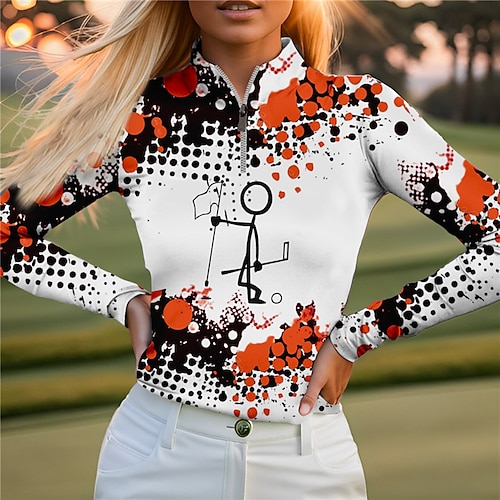 

Mujer Camisas de polo Camiseta de golf Transpirable Secado rápido Dispersor de humedad Manga Larga Ropa de golf ropa de golf Ajuste regular Cremallera Cuello alto Impreso Primavera Otoño Tenis Golf