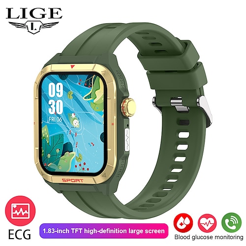 

LIGE BW0616 Montre intelligente 1.83 pouce Smartwatch Montre Connectée Bluetooth Moniteur de Sommeil Moniteur de Fréquence Cardiaque Pression artérielle Compatible avec Android iOS Hommes Mode