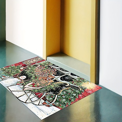 

Tapis de porte décoratif en forme de bonhomme de neige de Noël, tapis de sol de cuisine, antidérapant, résistant à l'huile, intérieur et extérieur, décoration de chambre à coucher, tapis de salle de