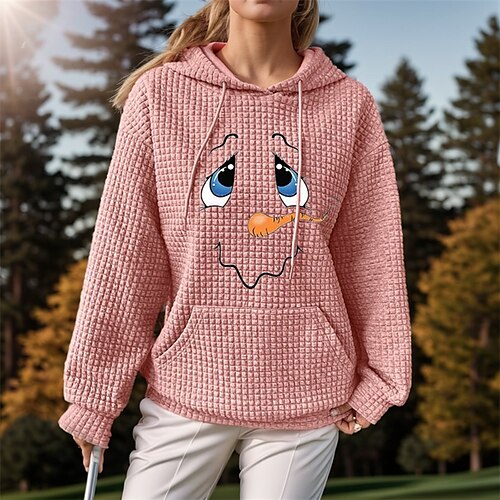 

Femme Sweat à capuche de golf Pull de golf Sweat Golf Chaud Respirable Evacuation de l'humidité manche longue Vêtements d'extérieur de golf Top Standard Cordon Capuche Marrant Imprimé Printemps