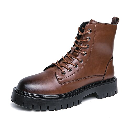 

Homme Bottes Bottes de Combat Rétro Vintage Décontractées Britanique du quotidien Polyuréthane Confortable Antidérapantes Bottine / Demi Botte Noir Marron Automne Hiver