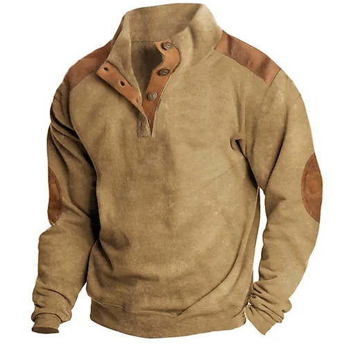 

Hombre Sudadera Marrón Cuello Mao Bloque de color Retazos Bolsillo Deporte Diario Festivos Ropa de calle Básico Casual Primavera Otoño Ropa Sudaderas con capucha Sudaderas