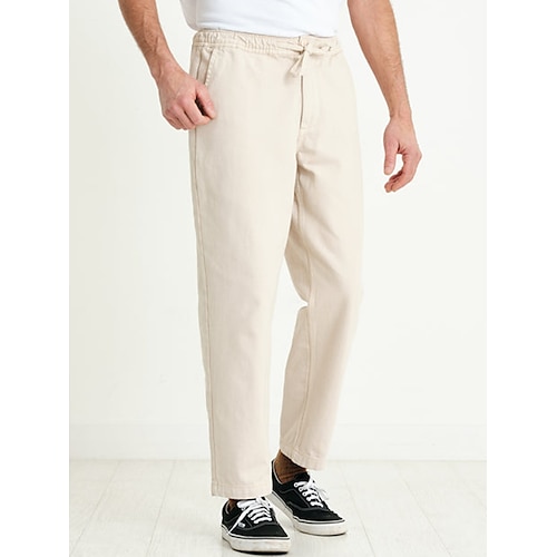 

Homme Pantalon Chino Pantalon chino Poche Cordon Taille elastique Plein Confort Respirable Extérieur du quotidien Sortie Mélange de Coton Mode Décontractées Beige