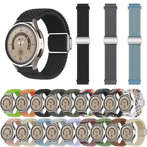 

3 Pack Uhrenarmband für Samsung Galaxy Watch 6/5/4 40/44mm, Galaxy Watch 5 Pro 45mm, Galaxy Watch 4/6 Classic 42/46/43/47mm, Watch 3, Active 2, Gear S3 S2 Stoff Nylon Ersatz Gurt Schnellverschluss 22