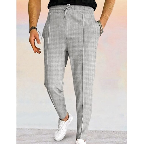 

Homme Joggings Pantalon Jogging Pantalon de survêtement à jambe droite Pantalon plissé Pantalon gaufré Poche avant Plein Confort Sport extérieur du quotidien Vacances Mode Chic et moderne Kaki clair