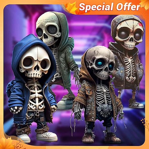 

Cool Skeleton Figurines, 2023 New Halloween Skeleton Doll Resin Crafts Ornaments, Personalized Fashion Mini Cool Skeleton Figurines Decor Skeleton Man Resin Statue Doll For Home Office Desk Decor