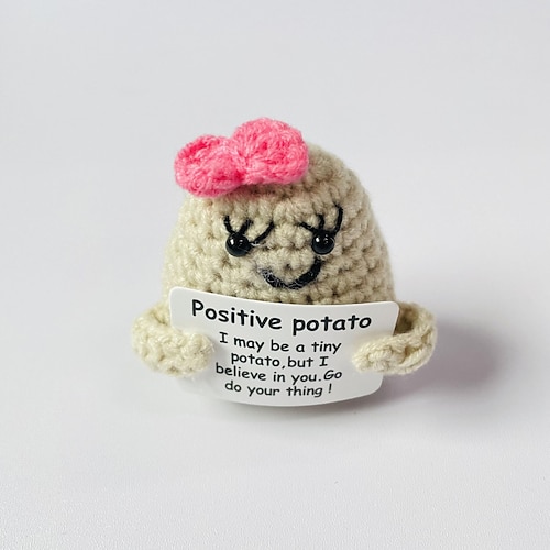 Poupées tricotées positives - Jouets au crochet mignons avec carte  positive,Crochet de soutien émotionnel, décor drôle, jouets de fruits au  crochet