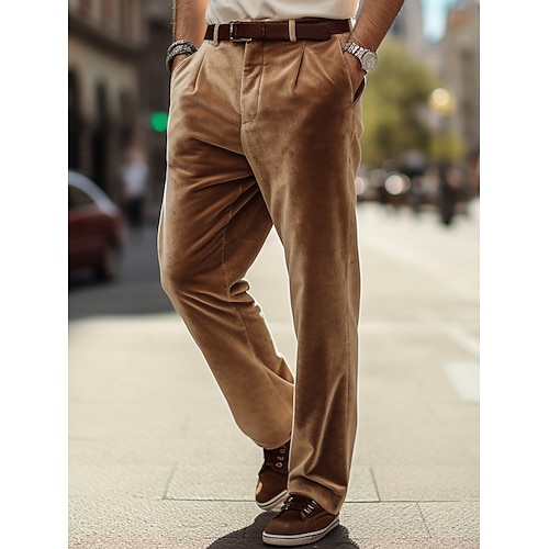 

Hombre pantalones de traje Pantalones Pantalones de traje Pantalones de terciopelo Bolsillo Plano Comodidad Transpirable Exterior Diario Noche Mezcla de Algodón Moda Casual Caqui