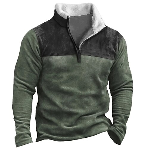 

Homme Sweat shirt Sweat zippé Vert Demi fermeture éclair Bloc de couleur Patchwork Sport Loisir du quotidien Vacances Rétro Décontractées Polaire fine Automne hiver Vêtement Tenue Pulls Capuche