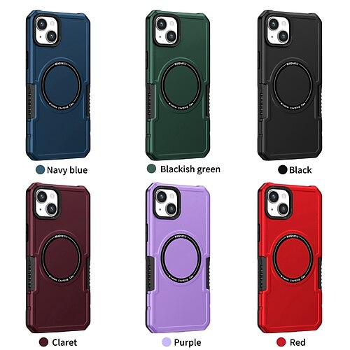 

Handy Hülle Handyhüllen Für iPhone 15 Pro Max Plus 14 13 12 11 Rückseite Unterstützt kabelloses Laden Stoßresistent Feste Farbe TPU PC