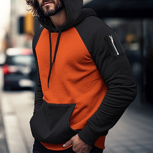 

Herren Hoodie Sweatshirt Kapuze Gelb Rote Blau Orange Braun Mit Kapuze Farbblock mit Schnürung Sport Natur Täglich Festtage Strassenmode Cool Brautkleider schlicht Herbst Winter Bekleidung