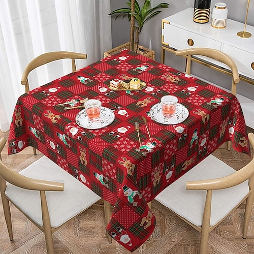 

rote Weihnachtstischdecke, Weihnachten, Jacquard-Tischdecke für Esszimmeramp; Feiertagsdekoration