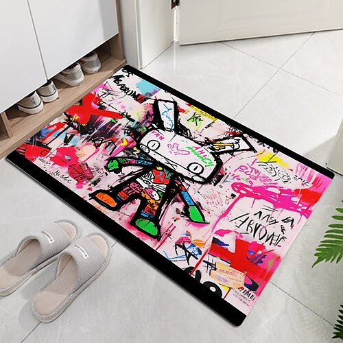 

Tapis de porte graffiti animal, antidérapant, résistant à l'huile, tapis de sol intérieur et extérieur, décor de chambre à coucher, tapis de salle de bain, tapis d'entrée