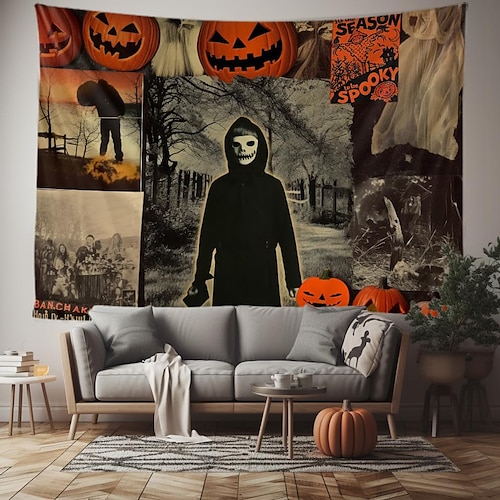 

Halloween citrouille suspendus tapisserie mur art grande tapisserie décor mural photographie toile de fond couverture rideau maison chambre salon décoration halloween décorations