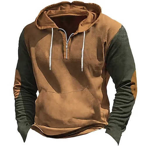 

Herren Hoodie Sweatshirt Kapuze Kapuzenpullover mit Knöpfen Blau Braun Grün Khaki Kaffee Mit Kapuze Farbblock Patchwork Sport Natur Täglich Festtage Strassenmode Cool Brautkleider schlicht Frühling