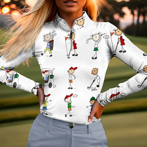 

Mujer Camisas de polo Camiseta de golf Transpirable Secado rápido Dispersor de humedad Manga Larga Ropa de golf ropa de golf Ajuste regular Cremallera Cuello alto Impreso Primavera Otoño Tenis Golf