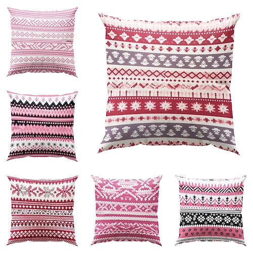 

Pink Christmas Decor Double Side Pillow Cover 1PC Soft Decorative Square Cushion Case Pillowcase for Bedroom Livingroom Sofa Couch Chair