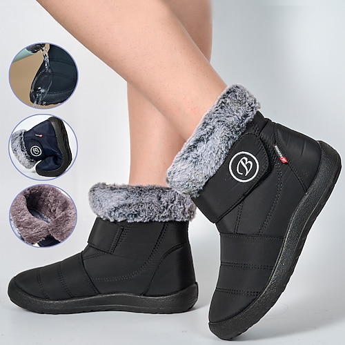 

Femme Bottes Bottes de neige Grandes Tailles Bottes d'hiver du quotidien Doublé en Polaire Bottines Bottines Hiver Talon Plat Bout rond Décontractées Confort Tissu élastique Mocassins Couleur unie