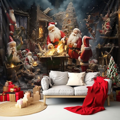 

Weihnachten Weihnachtsmann hängender Wandteppich, Wandkunst, großer Wandteppich, Wanddekoration, Fotografie, Hintergrund, Decke, Vorhang, Zuhause, Schlafzimmer, Wohnzimmer, Dekoration