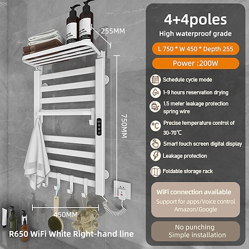 

Radiador toallero eléctrico, de pared. Toallero calefactable independiente, toallero calefactable de aleación de aluminio para Baño