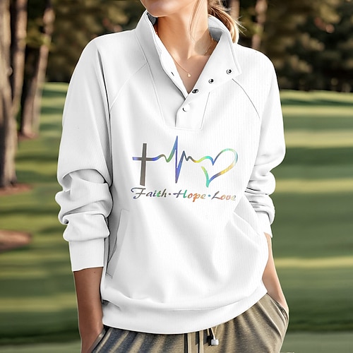 

Women's Golf Hoodie Golf Pullover Golf Sweatshirt Thermal Warm Breathable Moisture Wicking Long Sleeve Golf Outerwear Top Regular Fit Button Side Pockets Animal Spring Autumn Tennis Golf Pickleball