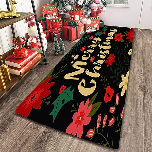 

Tapete navideño para el suelo, tapete para puerta, alfombras para pasillo, alfombras lavables para dormitorio, sala de estar, cocina, baño, tapetes antideslizantes