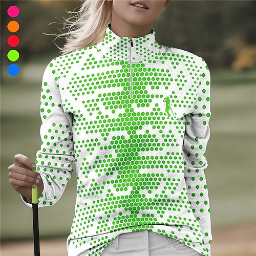 

Mujer Camisas de polo Camiseta de golf Transpirable Secado rápido Dispersor de humedad Manga Larga Ropa de golf ropa de golf Ajuste regular Cremallera Cuello alto Impreso Primavera Otoño Tenis Golf