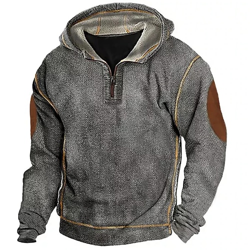 

Herren Hoodie Jacke Sweatshirt mit Viertelreißverschluss Dunkelgray Mit Kapuze Glatt Sport Natur Täglich Festtage Strassenmode Cool Brautkleider schlicht Herbst Winter Bekleidung Kapuzenpullover