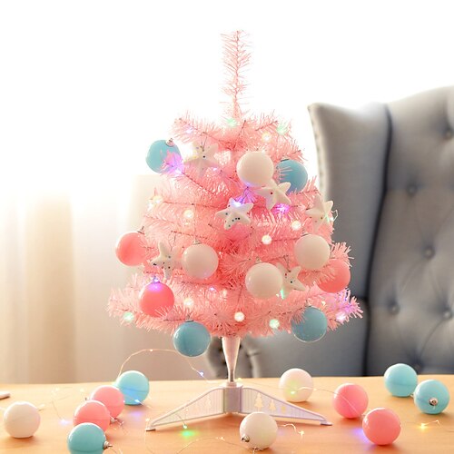 

Paquete de árbol de Navidad rosa, mini paquete de material de árbol de Navidad luminoso para el hogar, decoración de escritorio, decoración