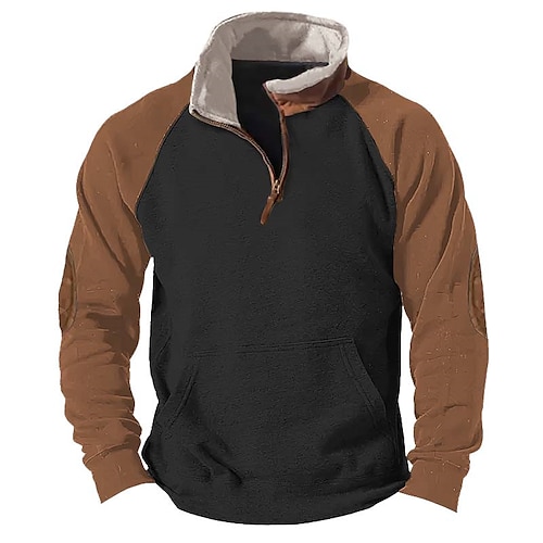 

Homme Sweat shirt Sweat zippé Noir Bleu Vert Kaki Demi fermeture éclair Bloc de couleur Patchwork Sport Loisir du quotidien Vacances Vêtement de rue basique Décontractées Printemps Automne
