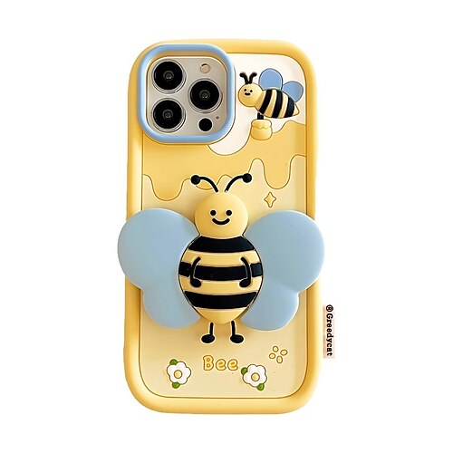 

Phone Case For iPhone 14 13 Pro Max Plus iPhone 12 iPhone 11 Novelty Back Cover Relive Stress Kickstand Shockproof Bee 3D Cartoon Silicone