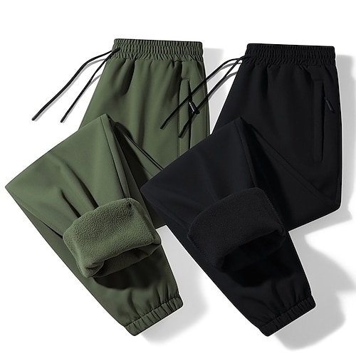 

Hombre Pantalones de Deporte Pantalón Jogger Pantalones de invierno Pantalones Bolsillo Correa Cintura elástica Plano Comodidad Transpirable Exterior Diario Noche 100% Algodón Moda Casual Negro