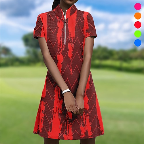 

Mujer Vestido de tenis vestido de golf Transpirable Secado rápido Dispersor de humedad Manga Corta Vestidos Ropa de golf Ajuste regular Cremallera Impreso Verano Tenis Golf pepinillo