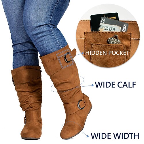 

Femme Bottes Chaussures en daim Bottes souples Grandes Tailles Extérieur du quotidien Cuissardes Fermeture Talon Plat Bout rond Décontractées Confort Minimalisme Daim Fermeture Couleur unie Léopard