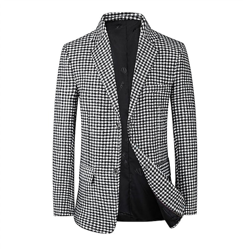 Per uomo Abbigliamento da cocktail Giacca Attività commerciale Serata formale Ricevimento di matrimonio Di tendenza Informale Primavera & Autunno Poliestere A quadri Geometrico Pulsante Tasche Casual