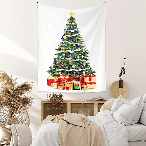 

Tapiz colgante de árbol de Navidad, arte de pared, tapiz grande, decoración mural, fotografía, telón de fondo, manta, cortina, decoración para el hogar, dormitorio y sala de estar