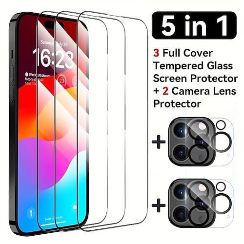 3 x Protector Pantalla Vidrio Templado para Lente de Camara iPhone 12 13 14  Pro