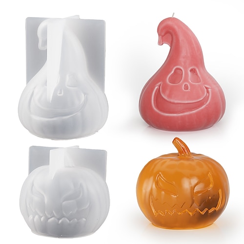 

Halloween Aroma Pumpkin Molds,DIY 3D Drip Silicone Molds for Plaster and Candle Making