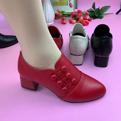 

Femme Chaussures à Talons Grandes Tailles Bureau du quotidien Talon Bottier Bout pointu Mode Minimalisme Faux Cuir Mocassins Couleur unie Noir Rouge Beige